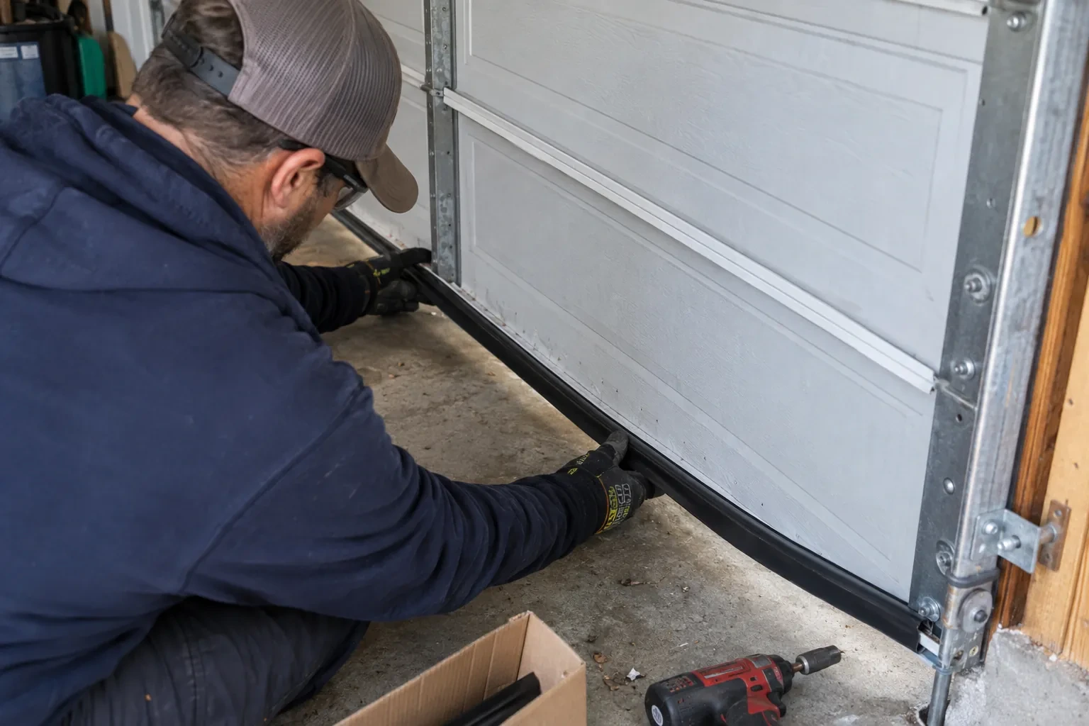 Illustrative garage doors scene; not an actual job