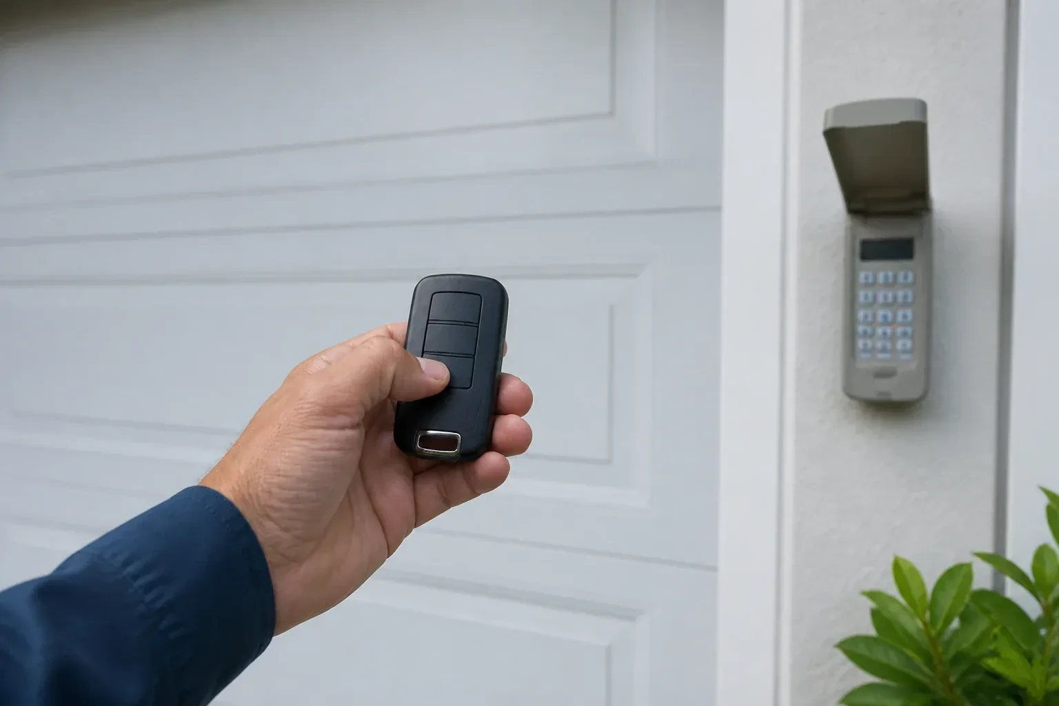 Illustrative garage doors scene; not an actual job — Garage Door Remote and Keypad Programming, Thorold