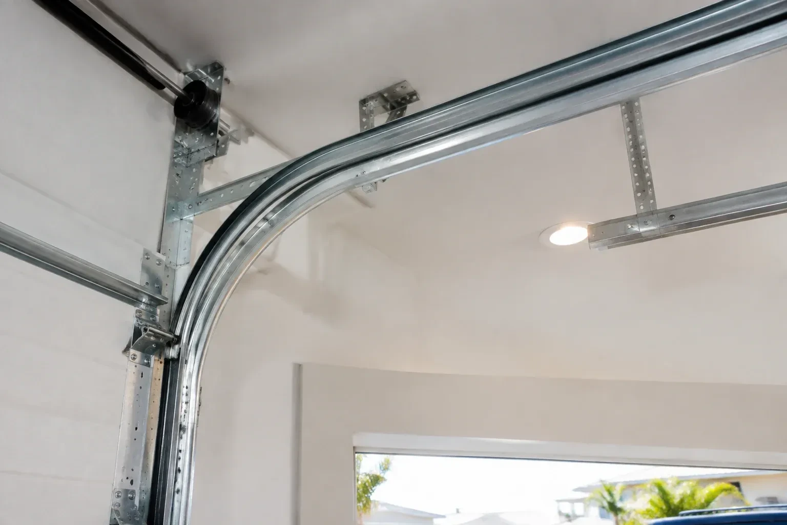 Illustrative garage doors scene; not an actual job — Garage Door Track Repair or Replacement, Thorold